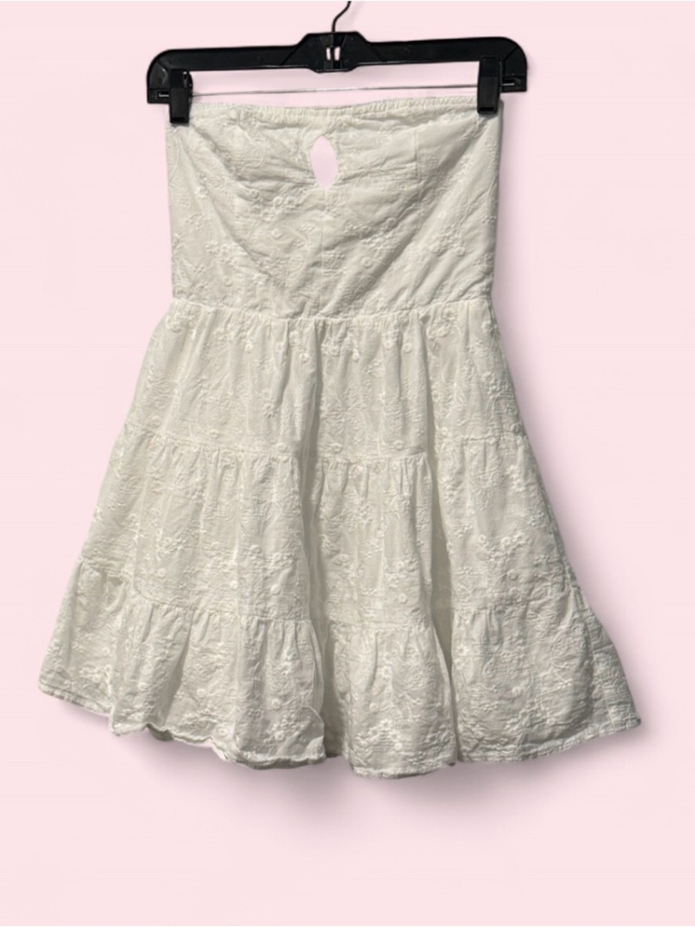 White Eyelet Tiered Strapless Sundress by Honey Mango
